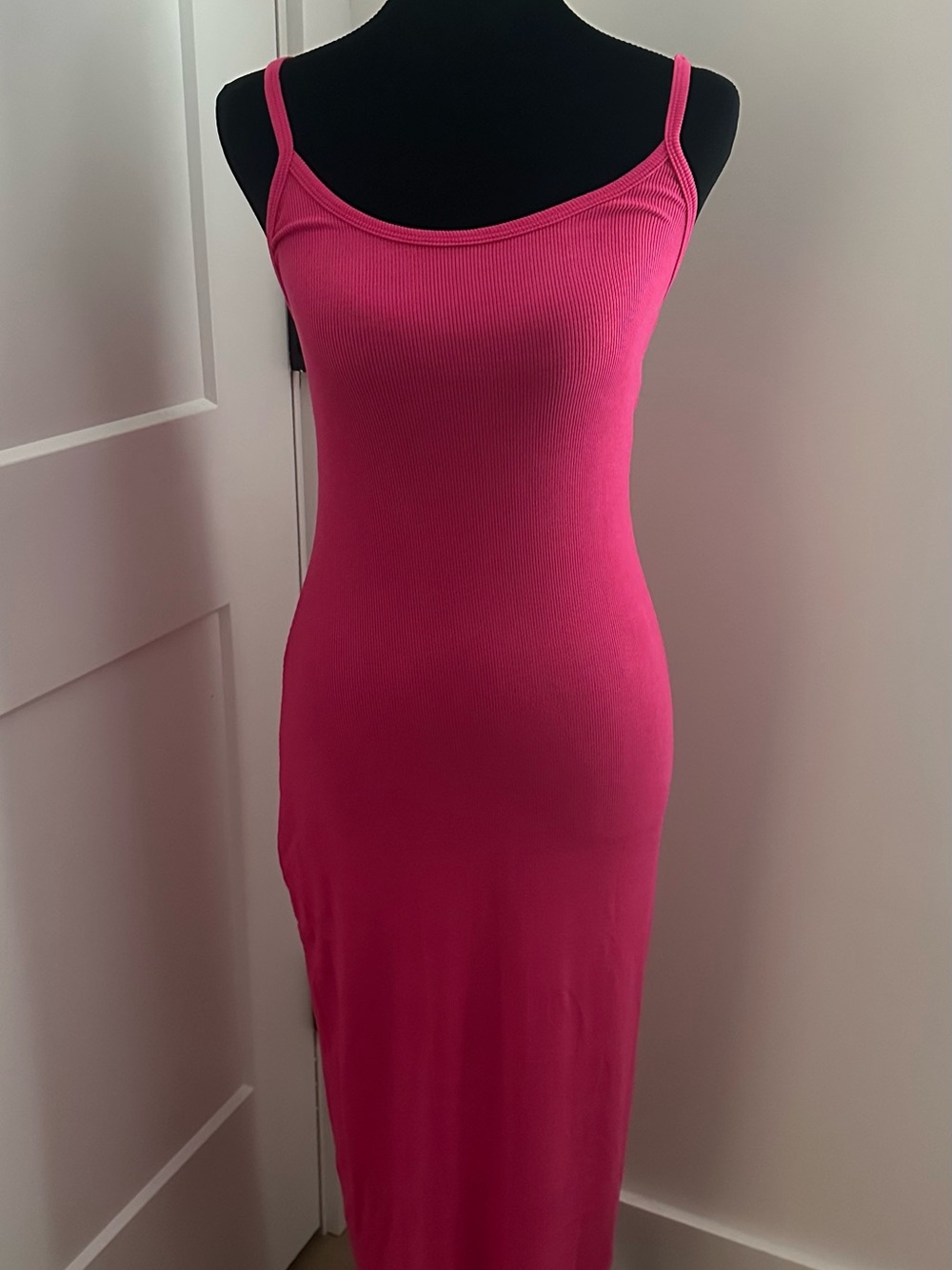 Zenana 💖 Ribbed Bodycon Midi Dress Hot Pink Small, Medium, Large - Picture 4 of 5